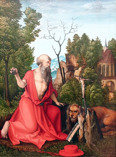 Duits: Hiëronymus Hiëronymus in de woestijn door Hans Leonhard Schäufelein