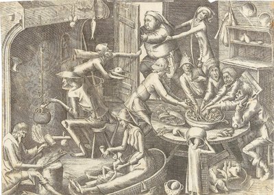 De Arme Keuken Na Pieter Brueghel I, ca. 1563 door Hans Liefrinck the Elder
