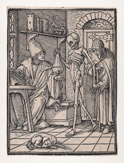 De dokter of arts, uit De dans van de dood, ca. 1526, gepubliceerd 1538 door Hans Lützelburger
