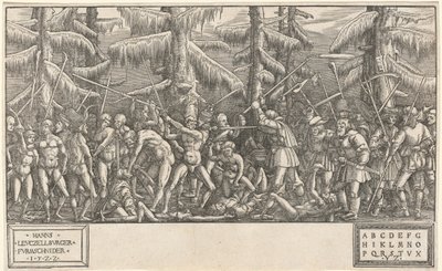 Slag van de Naakte Mannen en Boeren door Hans Lützelburger, after Master NH