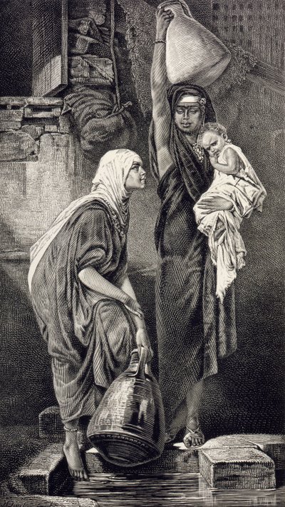 Egyptische vrouwen die water halen door Hans Makart