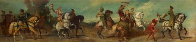 Ontwerp voor de feeststoet van 1879 - De valkenjacht door Hans Makart