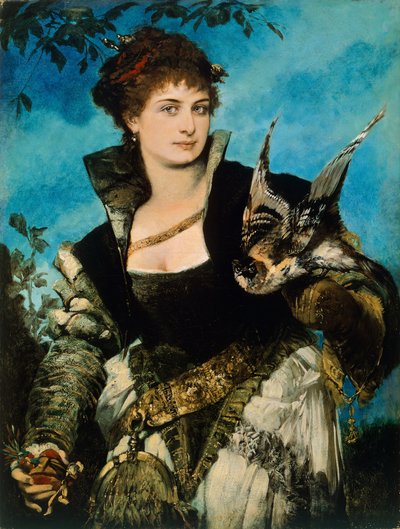 Valkenier door Hans Makart (1840-1884), olieverf op doek door Hans Makart