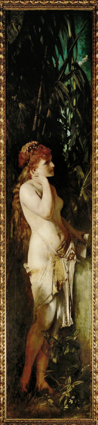 Horen - uit de serie Die fuenf Sinne (olieverf op doek) door Hans Makart