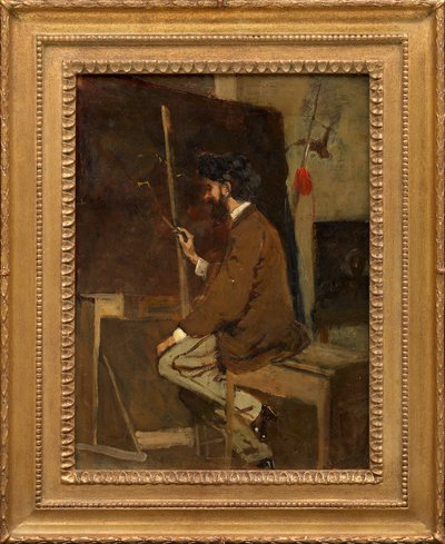 Zelfportret van Hans Makart voor een ezel door Hans Makart