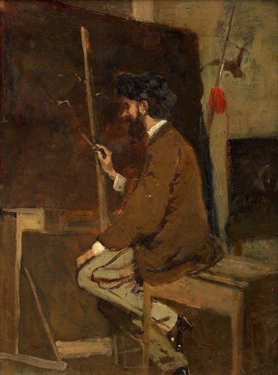 Zelfportret voor de ezel, voor 1868 door Hans Makart