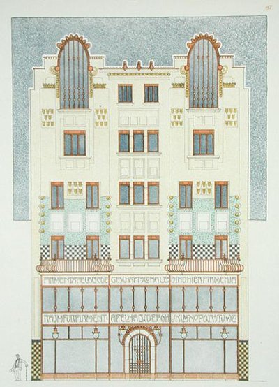 Ontwerp voor een vijf verdiepingen tellend gebouw, begin 1900s, uit 