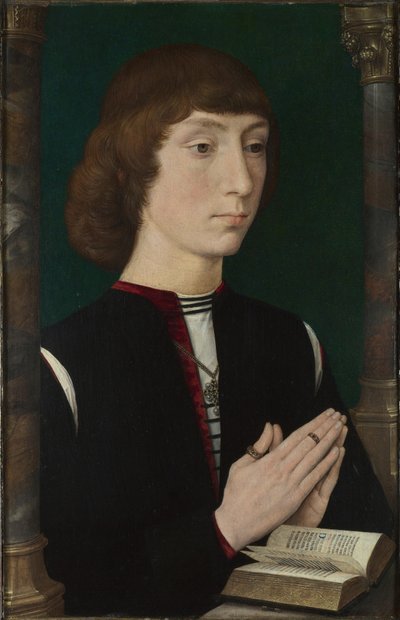 Een jonge man in gebed door Hans Memling