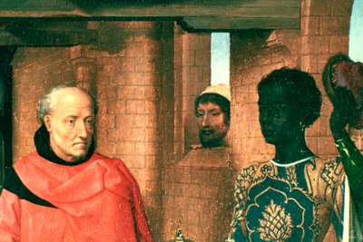 Aanbidding der Wijzen, Drieluik, Detail, c1453-1494 door Hans Memling