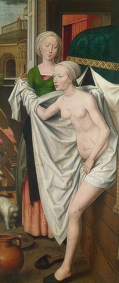 Bathseba in bad. Om 1485 door Hans Memling
