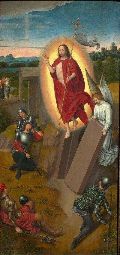 Calvarie Drieluik: De Opstanding, rechtervleugel, 1480s door Hans Memling