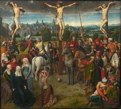 Calvarie drieluik, centraal paneel, 1480s door Hans Memling