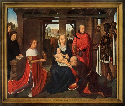 Centraal paneel van drieluik de Aanbidding der Wijzen, 1479-1480 door Hans Memling