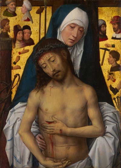 De maagd Maria toont de Man van Smarten door Hans Memling