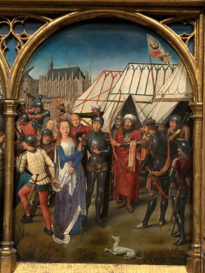 Detail van het reliekschrijn van Sint-Ursula door Hans Memling