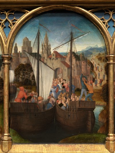 Detail van het reliekschrijn van Sint-Ursula door Hans Memling