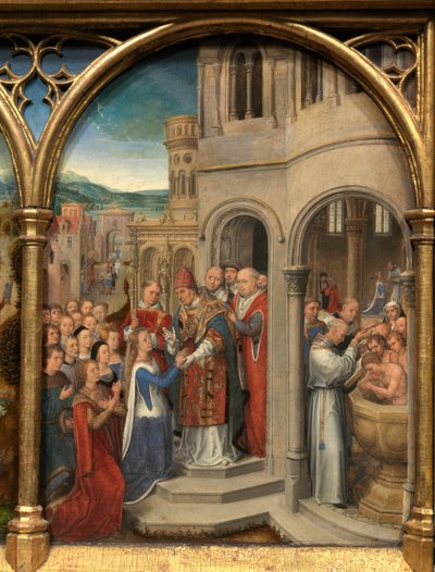Detail van het Reliekschrijn van Sint-Ursula door Hans Memling