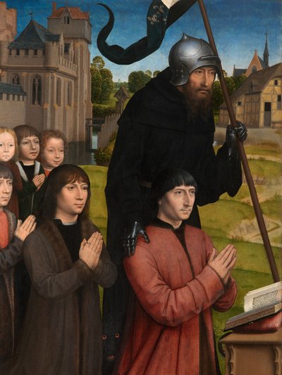 (detail) van het Drieluik van Willem Moreel door Hans Memling