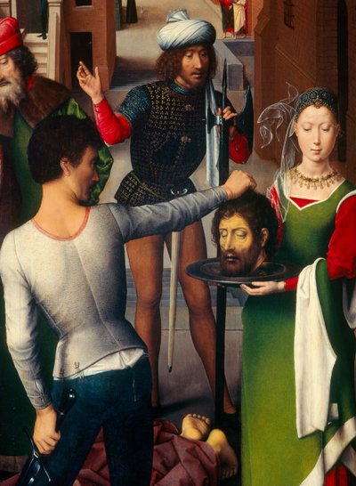 Detail van het linker paneel van het Drieluik van Sint Jan de Doper en Sint Jan de Evangelist (detail) door Hans Memling