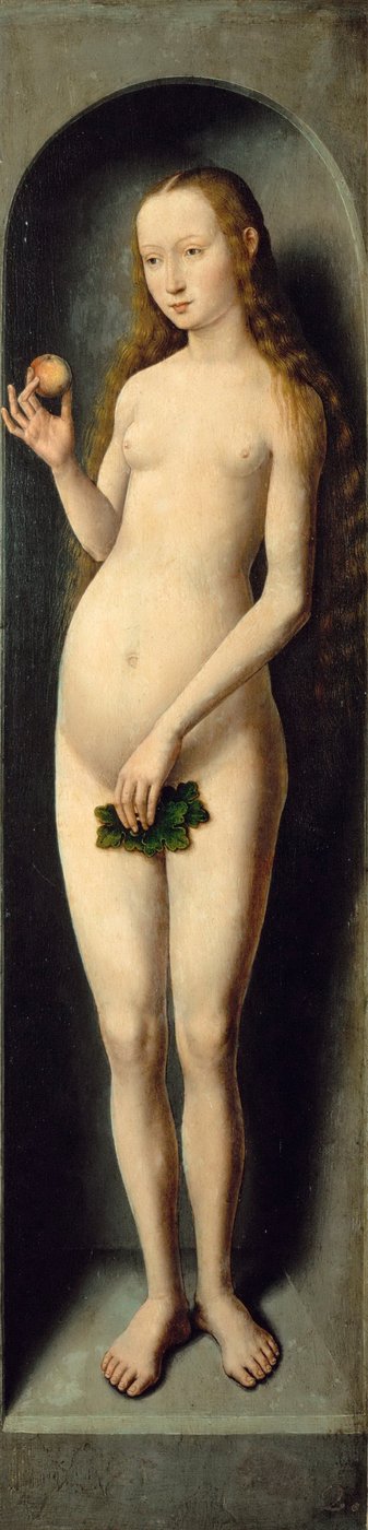 Eva. Zijvleugel van het kleine drieluik van Johannes de Doper door Hans Memling