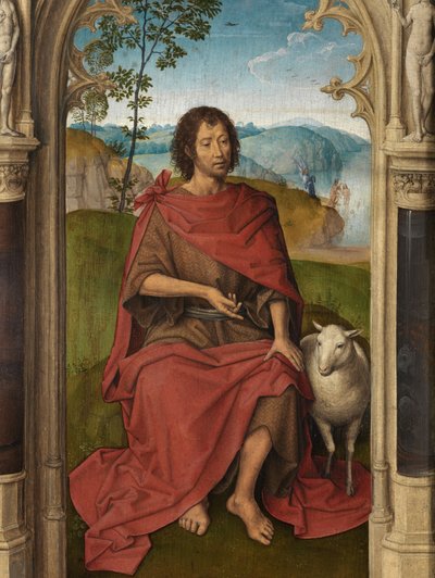 Buitenkant van het Drieluik van Jan Floreins door Hans Memling