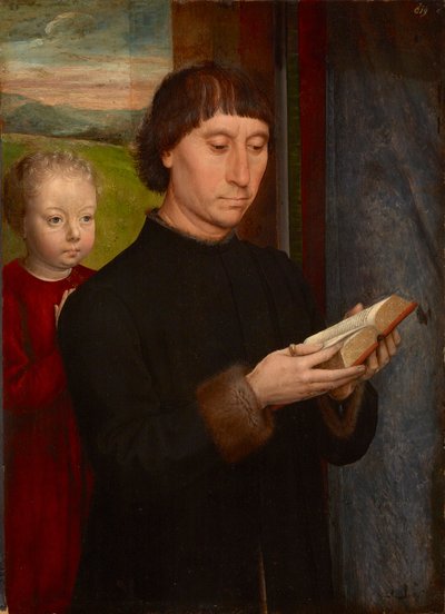 Biddende man met zijn overleden zoon door Hans Memling