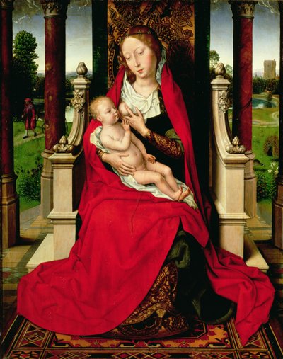 Madonna en Kind op de troon, c.1492-94 door Hans Memling