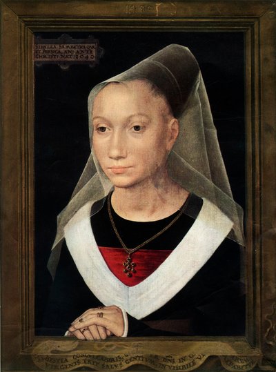 Portret van Marie, dochter van Willem Moreel, 1480 door Hans Memling
