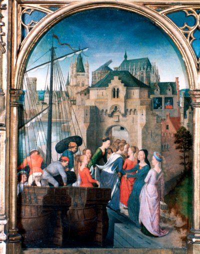 St. Ursula-schrijn, Aankomst in Keulen, 1489 door Hans Memling