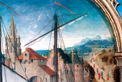 St Ursula Schrijn, Vertrek uit Bazel, Detail, 1489 door Hans Memling