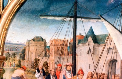 St. Ursula Schrijn, Vertrek uit Bazel (detail) door Hans Memling