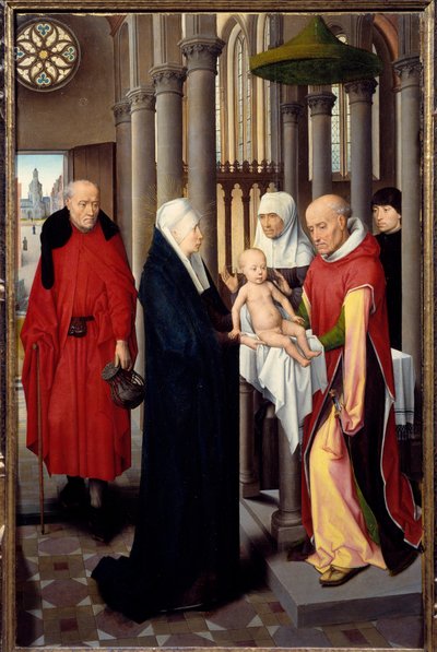 Drieluik van Aanbidding der Wijzen (detail) door Hans Memling