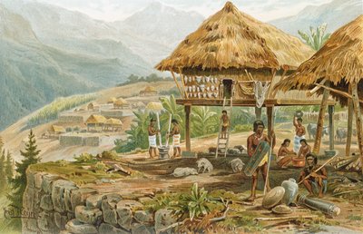 Igorrote boerderij in Luzon, Filippijnen, uit 