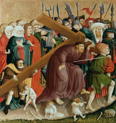 Christus draagt het kruis. De vleugels van het Wurzach-altaar door Hans Multscher