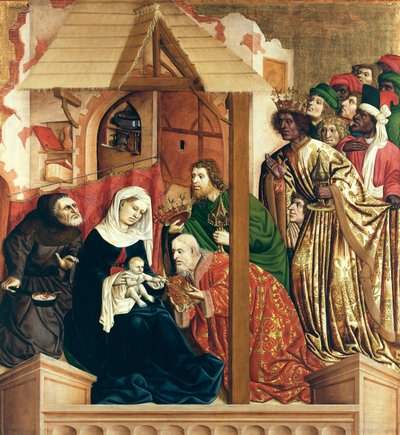 De aanbidding der wijzen. De vleugels van het Wurzach-altaar door Hans Multscher