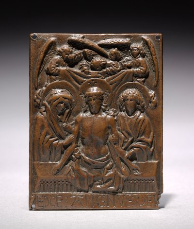 De dode Christus ondersteund door de Maagd Maria en Sint Jan, 1427-1467 door Hans Multscher
