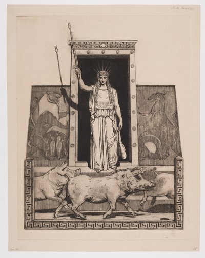 Circe verandert de mannen van Odysseus in varkens door Hans Nikolaj Hansen