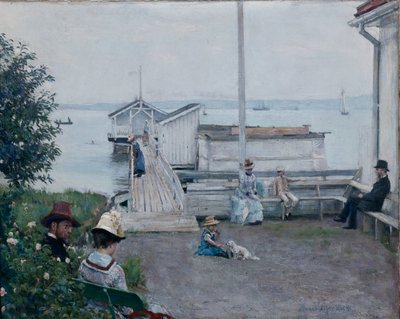 Het badhuis in Asgardstrand door Hans Olaf Heyerdahl