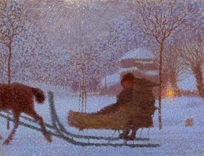 Winterlandschap met slee door Hans Olde sen.