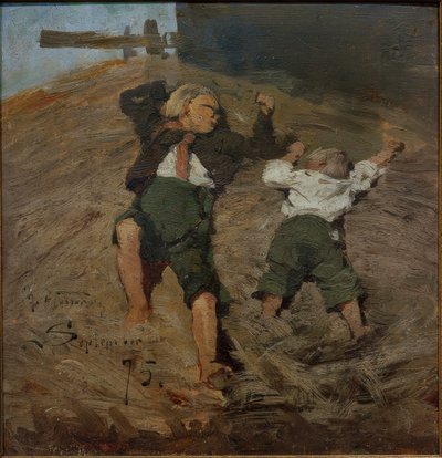 Jongens in het stro door Hans Peter Feddersen der Jüngere