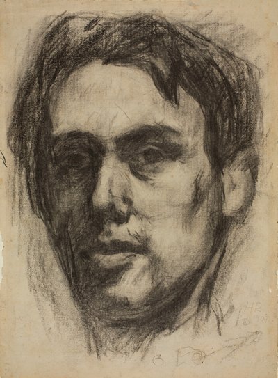 Zelfportret recto, schets verso, 1909 door Hans Richter