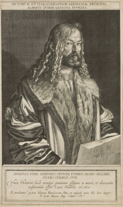 Portret van Dürer, gegraveerd door Lucas Kilian door Hans Rottenhammer