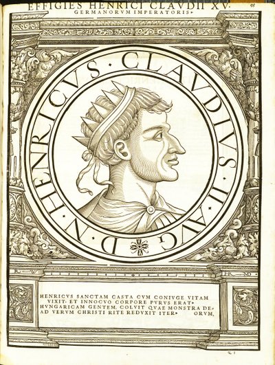 Henricus II Claudus, illustratie uit Imperatorum romanorum omnium orientalium et occidentalium verissimae imagines ex antiquis numismatis door Hans Rudolf Manuel Deutsch