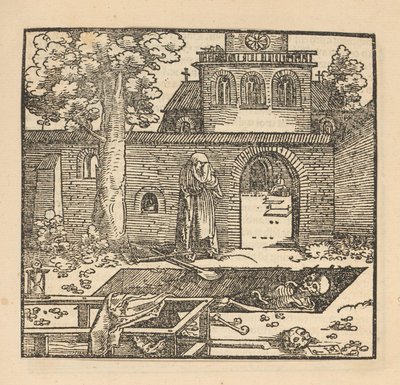 Huilende vrouw bij een graf door Hans Schäufelein (possibly)