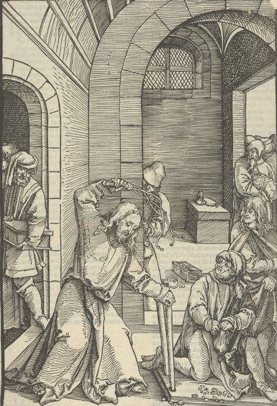 Christus zuivert de tempel, uit Speculum passionis domini nostri Ihesu Christi, 1507 door Hans Schäufelein the Elder