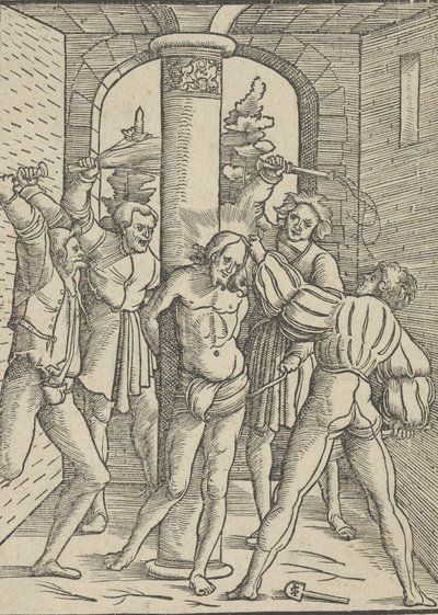 Christus gegeseld, uit De Leer, Leven en Passie van Jezus Christus door Hans Schäufelein the Elder
