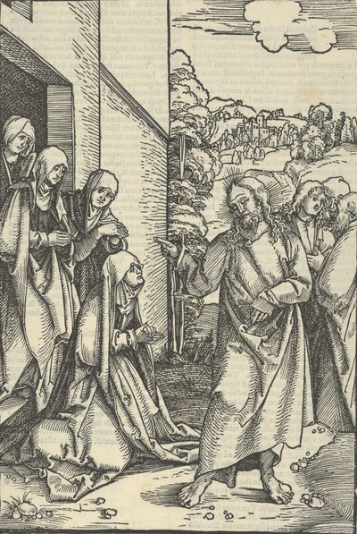 Christus Neemt Afscheid van Zijn Moeder, uit Speculum passionis domini nostri Ihesu Christi door Hans Schäufelein the Elder
