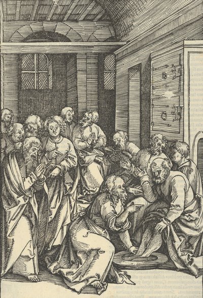 Christus wast de voeten van Sint Petrus, uit Speculum passionis domini nostri Ihesu Christi, 1507 door Hans Schäufelein the Elder