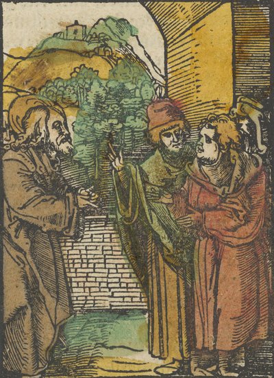 Christus en de Farizeeën, uit Das Plenarium door Hans Schäufelein the Elder