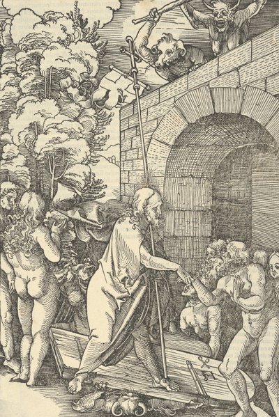 Christus in Limbo, uit Speculum passionis domini nostri Ihesu Christi, 1507 door Hans Schäufelein the Elder
